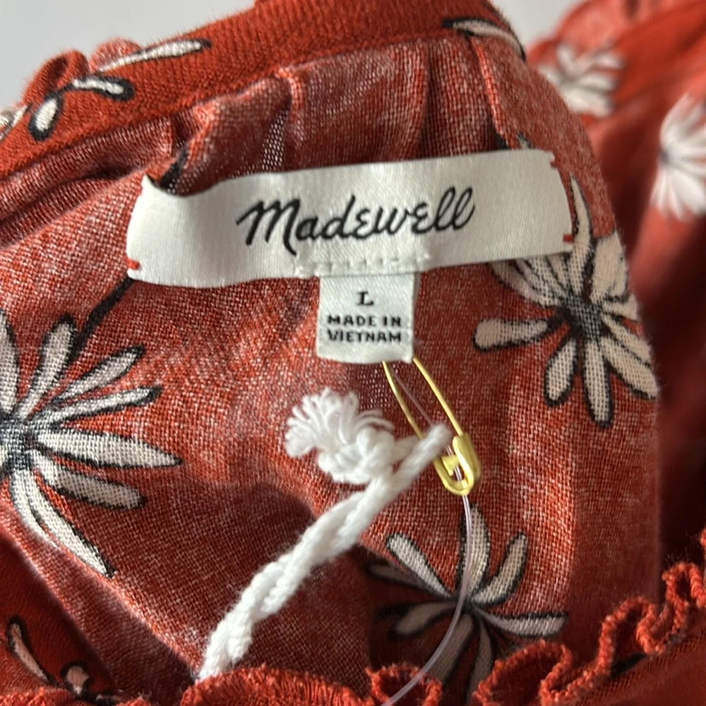 Madewell Beach Red Orange and White Floral Halter Sundress Cover up NWT